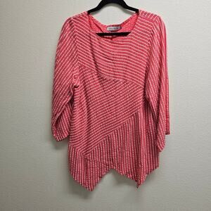 Misslook Pink Striped Tunic Top Size XL – Asymmetrical Hem, Casual Boho